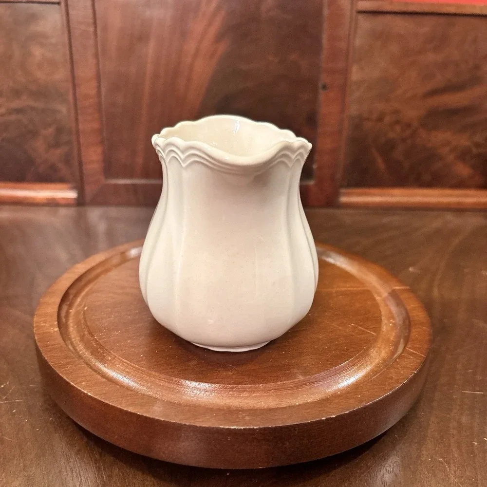 Vintage Lenox Casual Elegance Creamer Pitcher Ivory China Scalloped Rim USA